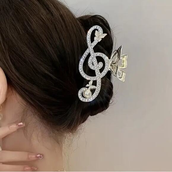 Gold Rhinestone Music Note Hair Claw Hair Accessory - Picture 1 of 2